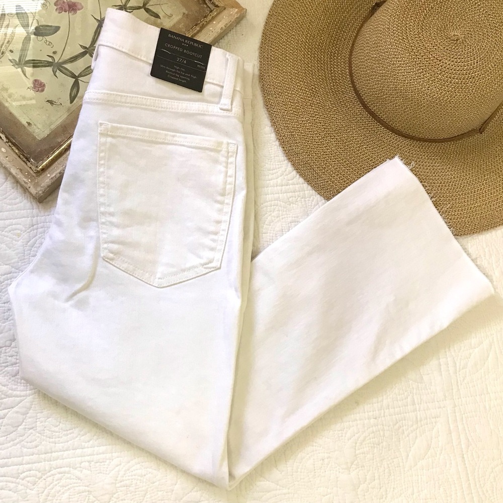 NWT Banana Republic Cropped Bootcut Jeans Pure White
